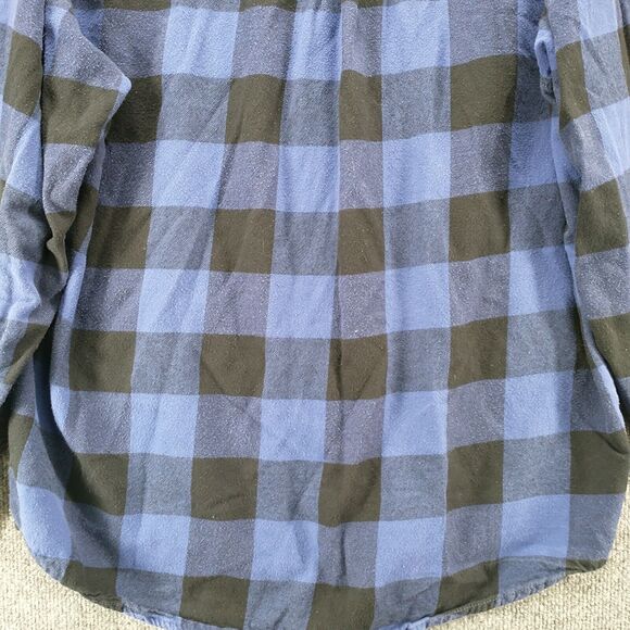 Field & Stream Mens Button Front Shirt Blue Black Large Check Flannel - Picture 7 of 12